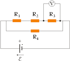 obwód elektryczny - rysunek schematyczny - prawa Kirchhoffa - zadanie nr 6