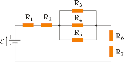 układ oporników - rysunek schematyczny - szeregowe i równoległe łączenie rezystorów - zadanie nr 3